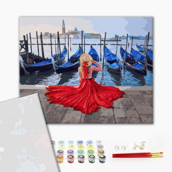 Картина по номерам Преміум картини - Девушка у причала Венеции