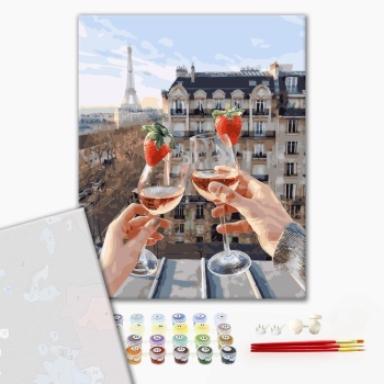 Картина по номерам Преміум картини - Бокали Парижу