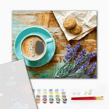 Картина по номерам Преміум картини - Лавандовий ранок з кавою