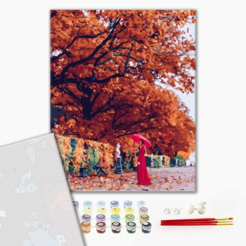 Картина по номерам Преміум картини - Мадам в осінньому парку