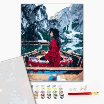 Картина по номерам Преміум картини - Она у озера Лаго ди Брайес