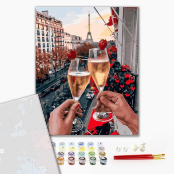 Картина по номерам Преміум картини - Бокалы Парижа с ягодами