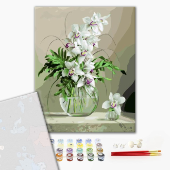 Картина по номерам Преміум картини - Орхидеи в вазе