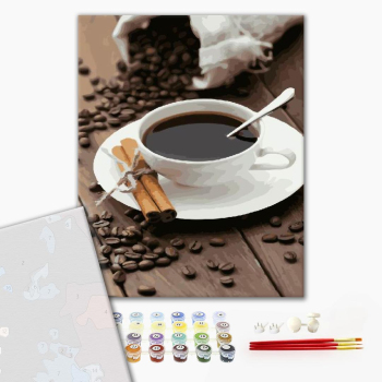 Картина по номерам Преміум картини - Кофе и палочки корицы