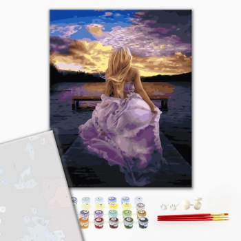 Картина по номерам Преміум картини - Девушка в сиреневом платье