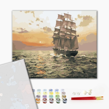 Картина по номерам Преміум картини - Бригантина на рассвете