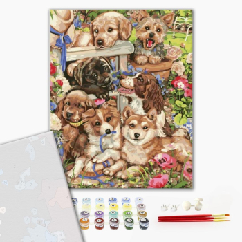 Картина по номерам Преміум картини - Озорные щенки