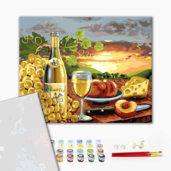 Картина по номерам Преміум картини - Вино и сыр с видом на виноградники