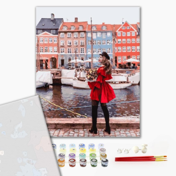 Картина по номерам Преміум картини - Она у домов Амстердама