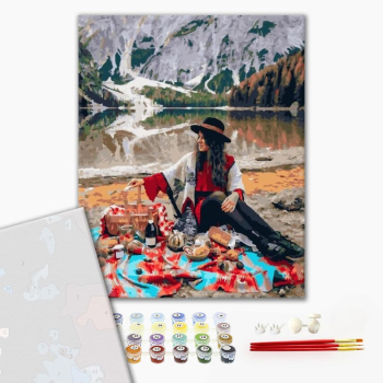 Картина по номерам Преміум картини - Пикник у озера Лаго ди Брайес