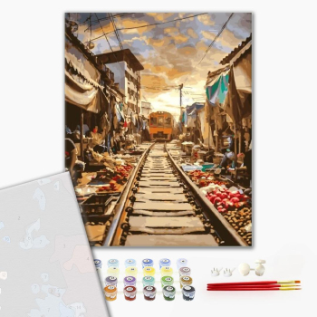 Картина по номерам Преміум картини - Железная дорога у трущебах