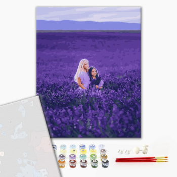 Картина по номерам Преміум картини - Дети в лавандовом поле