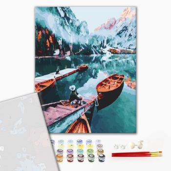 Картина по номерам Преміум картини - Лодки озера Лаго ди Брайес