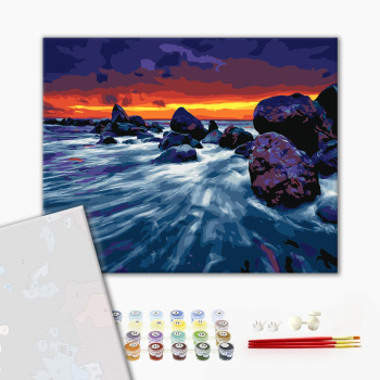 Картина по номерам Преміум картини - Волны у скалы