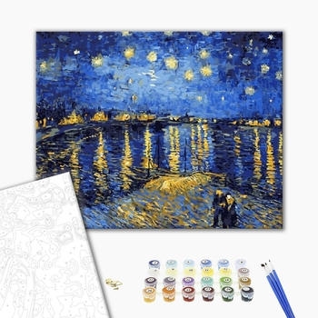Картина по номерам Репродукції художників - Зоряна ніч над Роною. Ван Гог
