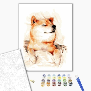 Картина по номерам Тварини, птахи та риби - Сонный Акита-ину