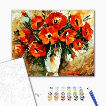 Картина по номерам Квіти - Маки. Леонид Афремов