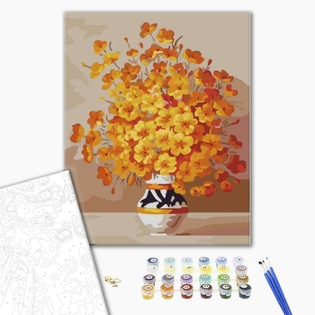 Картина по номерам Квіти - Жовті квіти в вазі