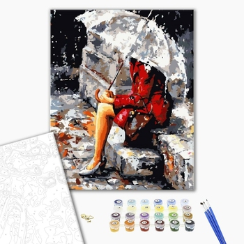 Картина по номерам Люди на картинах - Одиночество в красном