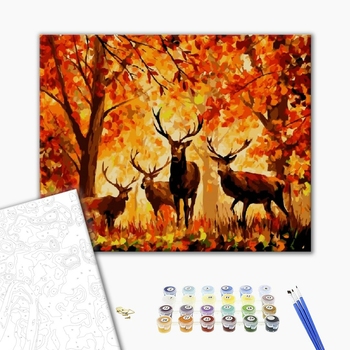 Картина по номерам Тварини, птахи та риби - Стая Оленей