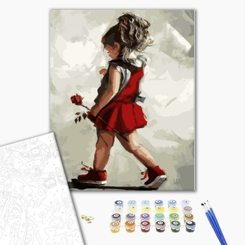 Картина по номерам Діти та ангели - Дівчинка з трояндою