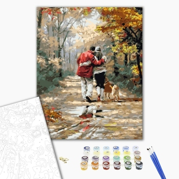 Картина по номерам Люди на картинах - Семья с собакой