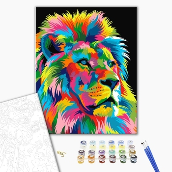 Картина по номерам Поп Арт - Веселковий король звірів