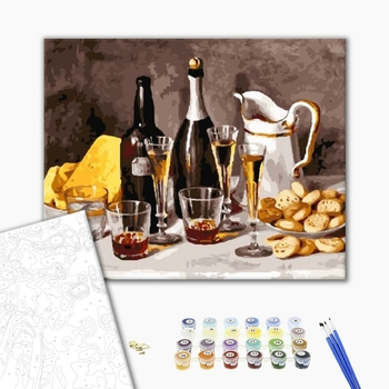 Картина по номерам Натюрморти - Вино і фрукти