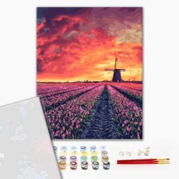 Картина по номерам Преміум картини - Закат над полем Амстердама