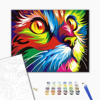 Картина по номерам Поп Арт - Веселковий кіт