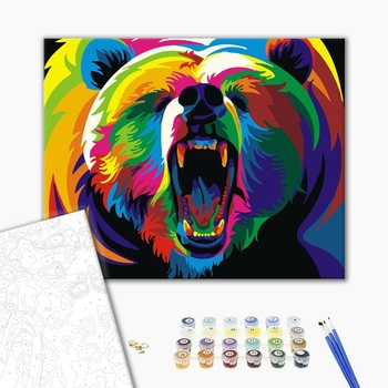 Картина по номерам Поп Арт - Веселковий ведмідь