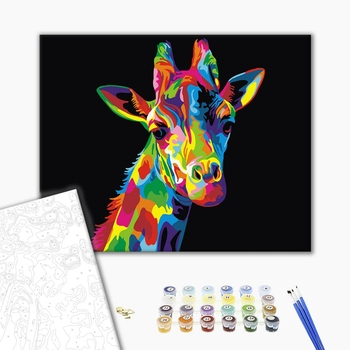 Картина по номерам Поп Арт - Веселковий жираф