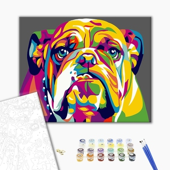 Картина по номерам Поп Арт - Райдужний бульдог
