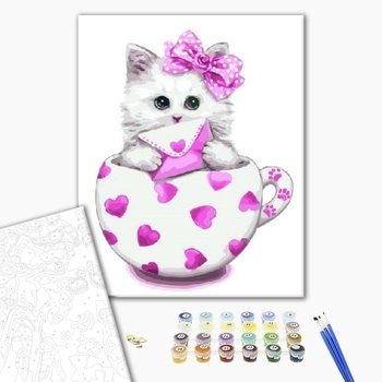 Картина по номерам Тварини, птахи та риби - Белая кошечка