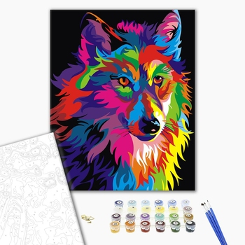 Картина по номерам Поп Арт - Райдужний вовк