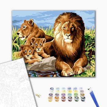 Картина по номерам Тварини, птахи та риби - Семейство львов