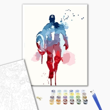 Картина по номерам Мультфільми, комікси, аніме - Капитан америка Акварель