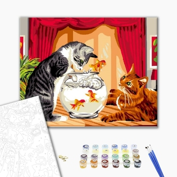 Картина по номерам Тварини, птахи та риби - Игривые коты
