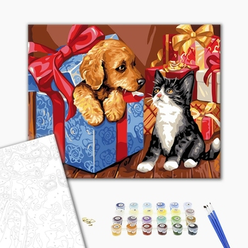 Картина по номерам Тварини, птахи та риби - Вихованці в подарунках