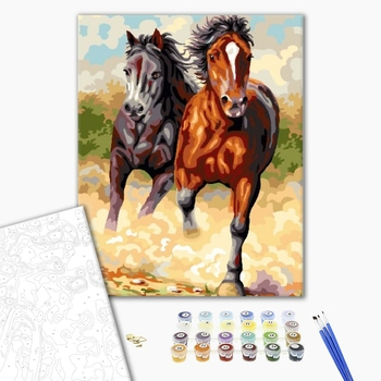 Картина по номерам Тварини, птахи та риби - Забіг мустангів