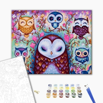 Картина по номерам Тварини, птахи та риби - Мистические совы