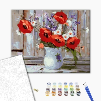 Картина по номерам Квіти - Маки у вазі