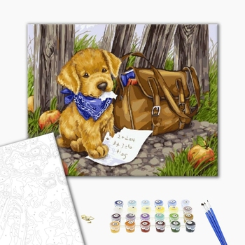 Картина по номерам Тварини, птахи та риби - Щеня листоноша