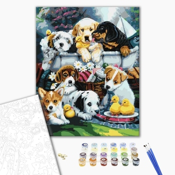 Картина по номерам Тварини, птахи та риби - Зграя цуценят