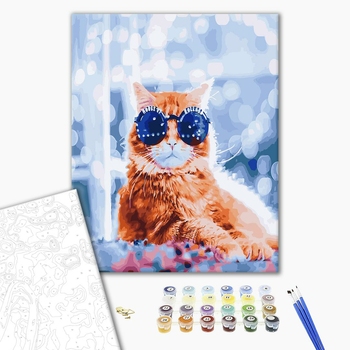 Картина по номерам Тварини, птахи та риби - Стильний кіт в боке