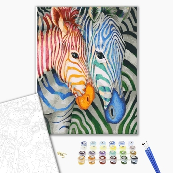 Картина по номерам Тварини, птахи та риби - Полосатые зебры