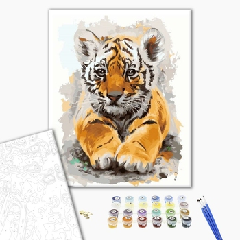 Картина по номерам Тварини, птахи та риби - Миле тигренятко