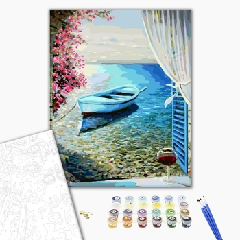 Картина по номерам Кораблі, автомобілі та літаки - Човен у лоджії