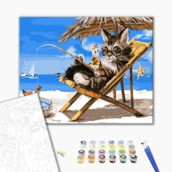 Картина по номерам Тварини, птахи та риби - Кіт на канікулах