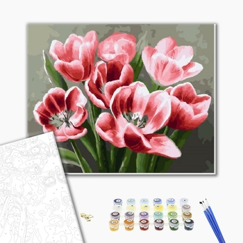 Картина по номерам Квіти - Червоні тюльпани
